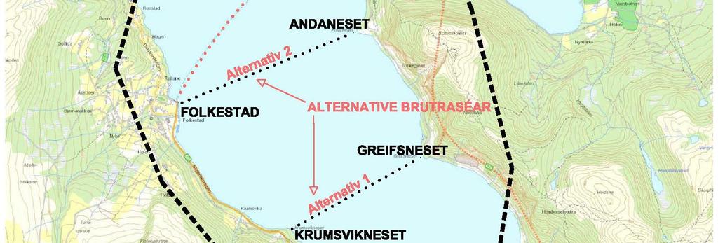 Planavgrensinga er merka med svart stipla linje og omfattar område som kan bli