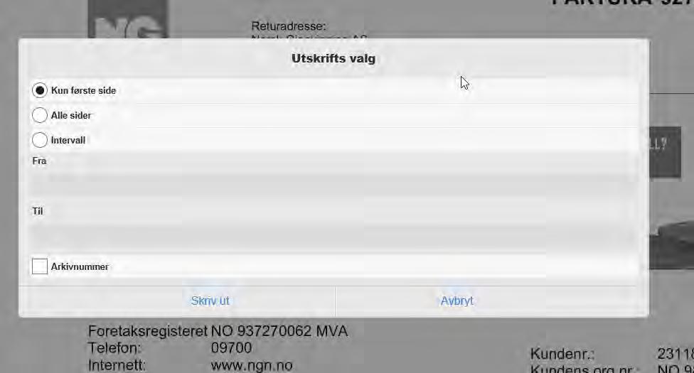 Utskrift Du kan skrive ut bilag som PDF filer.