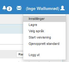 Innstillinger Her velger man forskjellige innstillinger vedrørende standardsetninger og komponenter som skal vises og andre innstillinger på verneblad, etiketter og egendefinert visning.