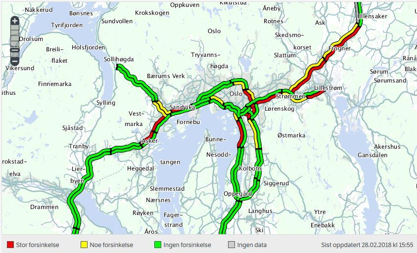3.7. Biltrafikk over fylkesgrensene Det er også trafikktellinger på hovedveinettet på fylkesgrensene mellom Akershus og de omkringliggende fylkene Østfold, Hedmark, Oppland og Buskerud.