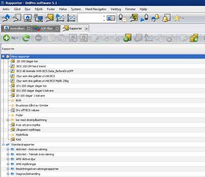 DELPRO FARM MANAGER BENYTTER BRUKERVENNLIGE RAPPORTER Dataene evalueres og optimeres individuelt I tillegg til å bruke mange forhåndsdefinerte rapporter, kan du også endre eksisterende rapporter