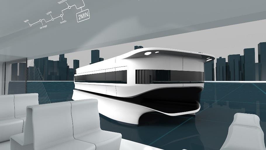 The Urban Water Shuttle (UWS) is an energy-efficient, highspeed vessel concept for