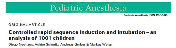 Controlled rapid sequence induction and intubation an analysis of 1001 children Children aged from birth to adolescence A total of 1001 patients with crsii were analyzed Moderate hypoxaemia (SpO2