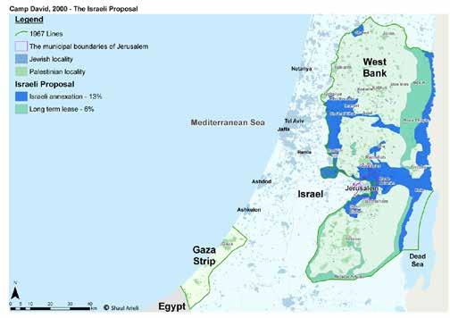Kart over Israels forslag fra Camp David 2000 Gjengitt med tillatelse fra Shaul Arieli. Samtidig visste ikke Bin Sultan at et offisielt palestinsk svar allerede var blitt publisert.