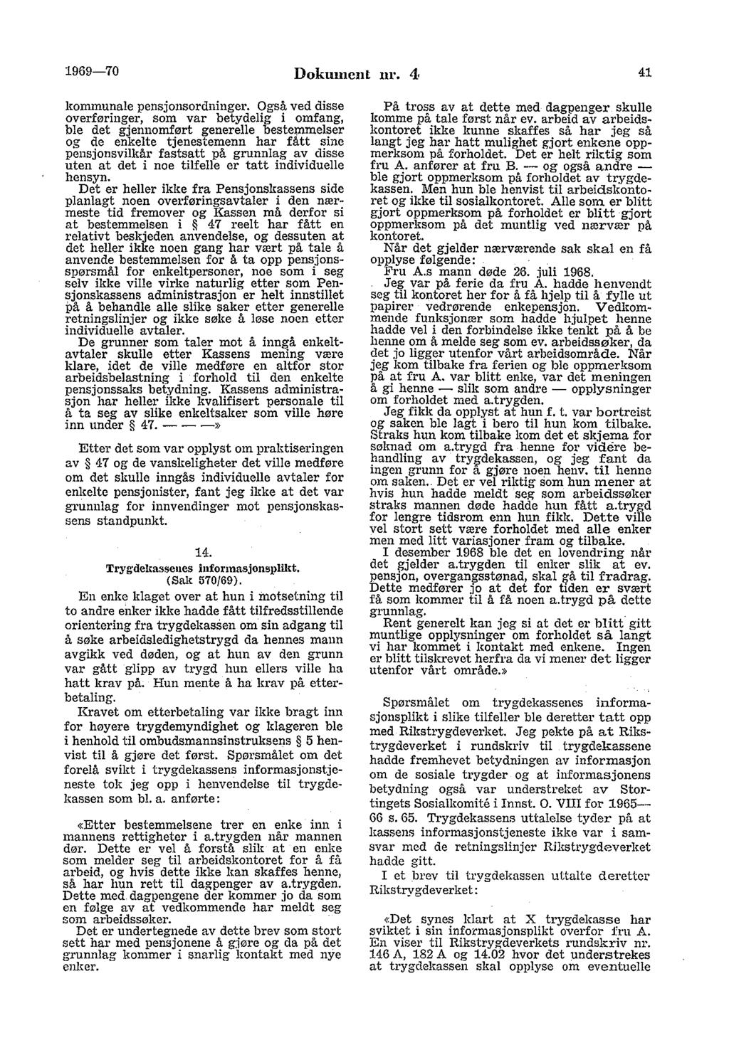 1969-70 Dokument nr. 4 41 kommunale pensjonsordninger.
