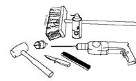 Båsmatte RM21S Leggeinstruksjon 9:40B Verktøy Behov - Slagborrmaskin - 9-10 mm murborr - Gummiklubbe - Skarp kniv - Hullsag/stikksag -