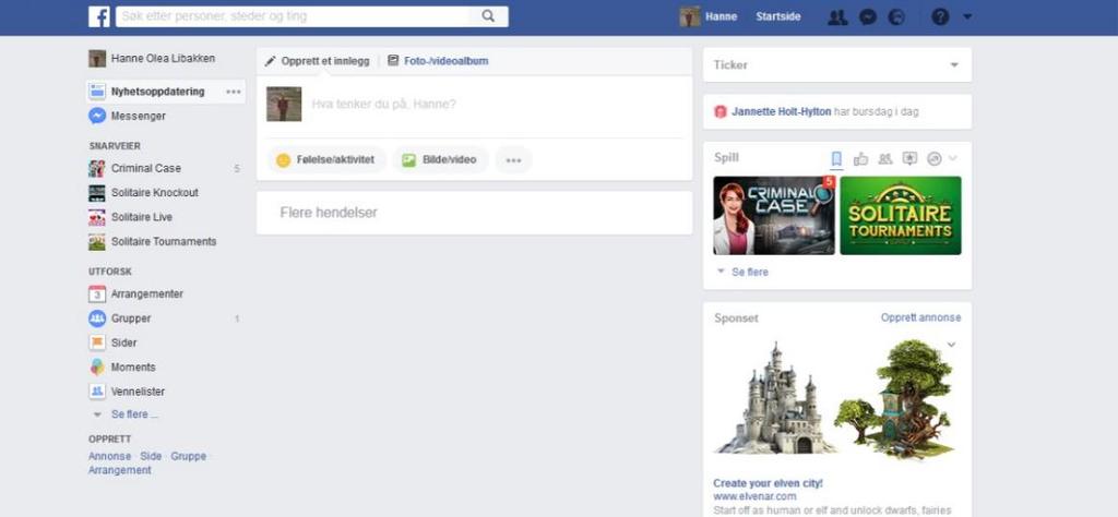 Grunnleggende bruk av facebook 1.