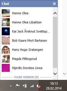 Chat eller samtale på facebook: Du kan prate med dine venner på flere måter på facebook. Nederst til høyre i facebook vinduet finner du en Chat boks.