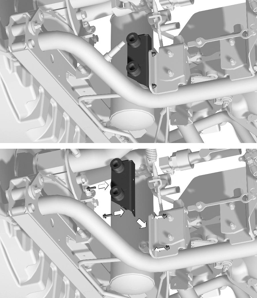 2. Monter ventilen til rammebraketten med to flenshodeskruer (¼ x 1 7/8 tomme), som vist i Figur 12. 3. Monter den elektriske koblingen til koblingen på ventilen (Figur 12).