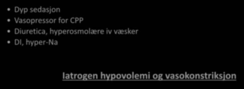 Iatrogen hypovolemi og vasokonstriksjon Insult ICU Hjernedød ICU Op.