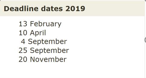 Other deadline dates may be used in special cases.
