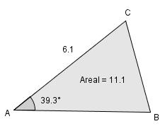 .7. Regn ut lengden av siden AB i trekanten til høyre. Vi bruker GeoGebra. Vi kan bruke arealsetningen til å sette opp en likning AB 5,7.7.3 Trekanten til høyre har areal 14,6.