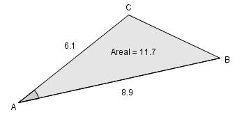 .7.5 3 Bestem sida AC til trekanten til høyre når du får vite at sina 5 Vi kan bruke arealsetningen 1 Arealet bcsina 1 3 3 AC 5 AC 5.7.6 Regn ut hvor stor A i trekanten til høyre er.