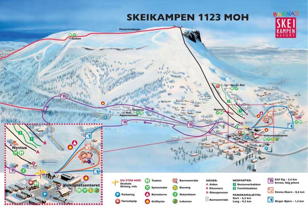 6 Dagens situasjon og konsekvenser av planforslaget Rundt Skeikampen er det også en rekke fiskevann, og det er også flere vann med gode bademuligheter.