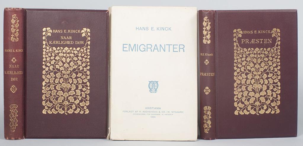 - 14 - NAAR KÆRLIGHED DØR Kristiania. Aschehoug. 1903. 368 sider. Kincks tolvte bok. 31.