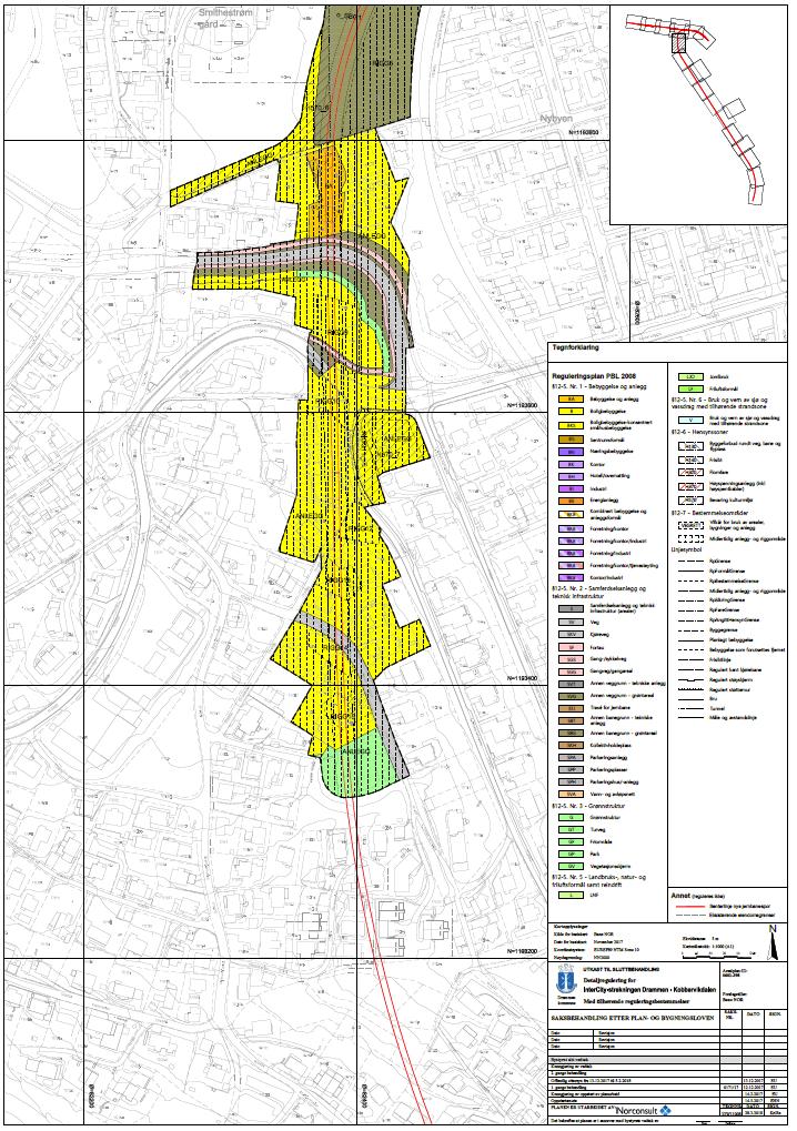 64 av 79 Figur 51: Utsnitt av plankart på/over grunnen, Vestfoldbanens trasé