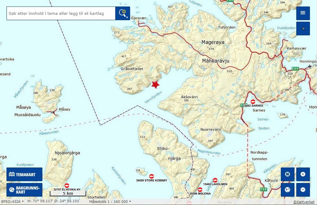 2. Materiale og metode Planlagt anleggsplassering for lokaliteten Innerværet er i Nordkapp Kommune, Finnmark.