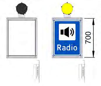 COMPACTSIGN LED SYREFAST STÅL 601B LYTT TIL RADIO MED C-SKINNE (DAB SKILT TOPOSISJON) Et variabelt LED skilt med gul vekselblink som kun er aktivt når det er melding på DAB radio.