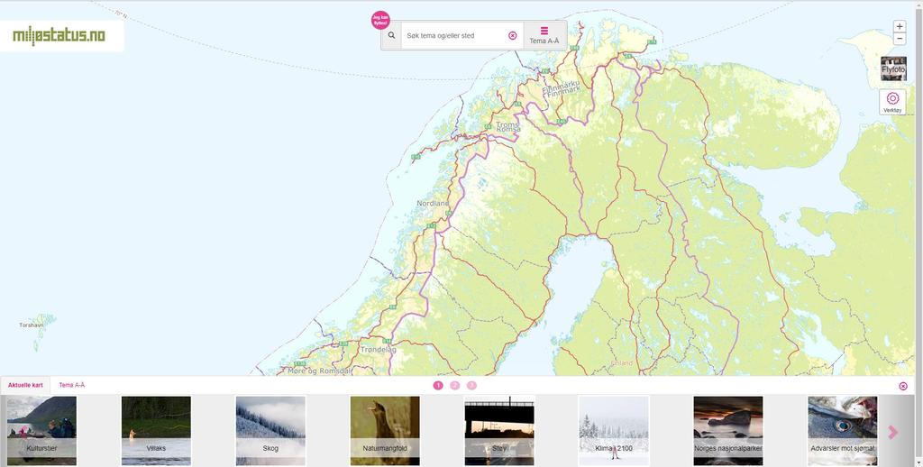 Status Miljøstatus kart Omfattende innhold, mange tema og