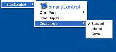 SmartImage Lite Sjekk gjeldende innstillinger, Standard, Internet (Internett), Game (Spill).