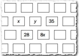 Oppgave 5 (6 poeng) Figuren til høyre viser et utsnitt av Pascals talltrekant. a) Bestem x og y. xy8 y35 8x y 8 x 8 x 35 8x 63 9x x 7 y 8 7 1 Nedenfor ser du utregningen a b n for noen verdier av n.