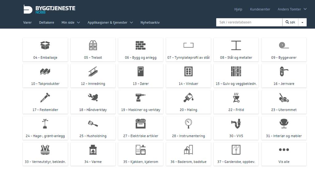 kan se hvordan egne varer presenteres Bruksområder Søk etter varer