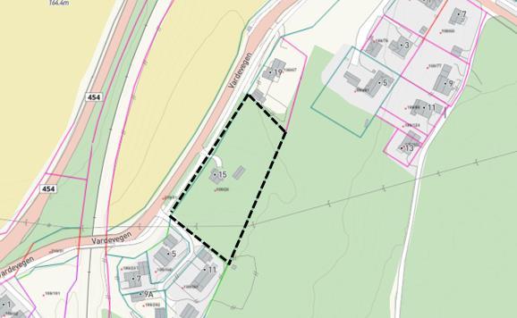 199, bnr. 26, og er i følge kommunens kartportal på ca. 4,7 daa. Planområdets avgrensning er vist med sort stiplet linje. 3.