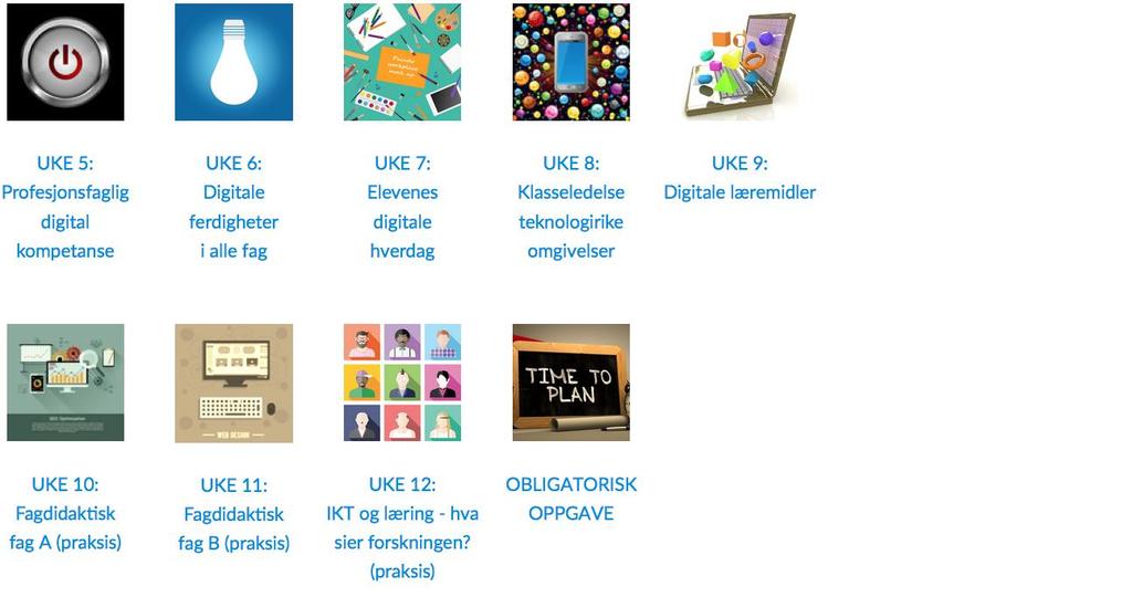 The interface from the learning module for PfDK-learning environment in the 6th semester in the UiO Lektorprogrammet.