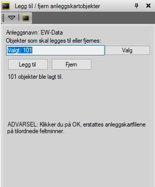 For anleggskart vil alle objekter legge til.