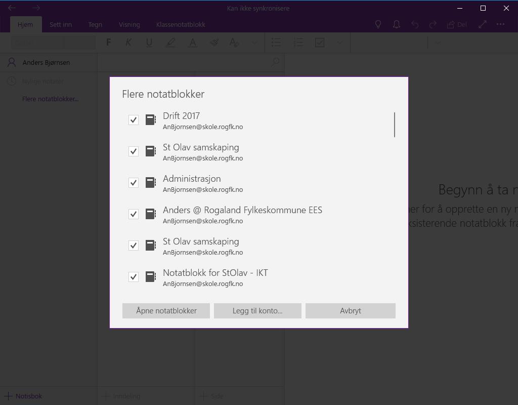 Når du er tilbake i OneNote appen, klikk på «Flere notatblokker».