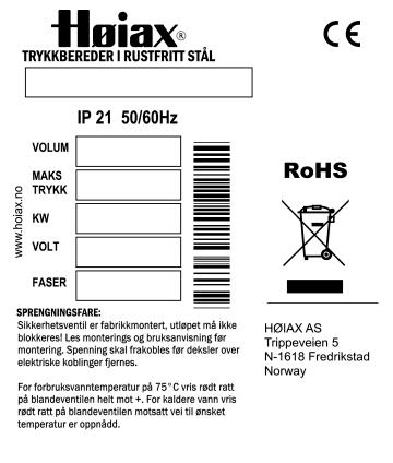 1. BESKRIVELSE AV PRODUKTET 1.1 TEKNISKE DATA NRF-nr.