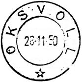 1970 7165 OKSVOLL Innsendt?? Registrert brukt fra 21 XII 10 VG til 24 XII 16 VG Stempel nr. 2 Type: SL Best. gravør 25.