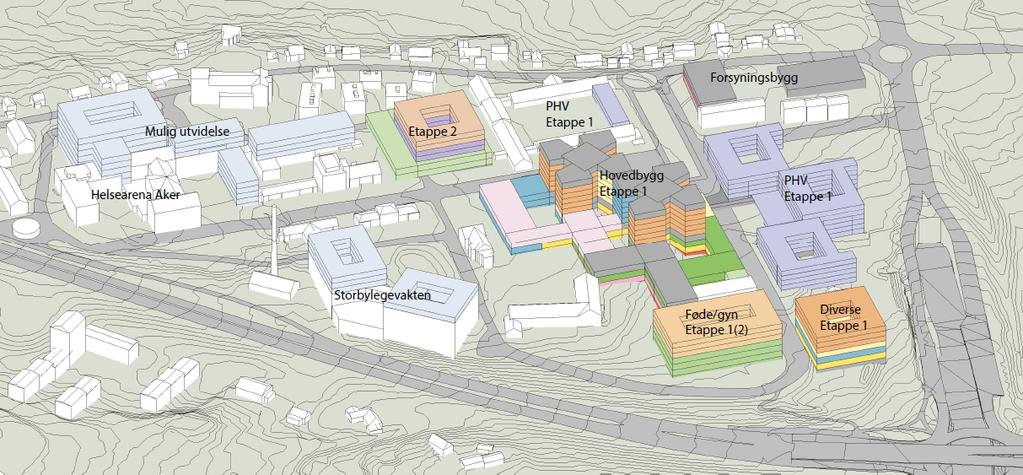 Figur 5 Planalternativ 1a Planalternativ 1b Alternativet er basert på konsept Utsikt og viser konsekvensene av at byggehøyden reduseres til maksimalt 42 meter (9 etasjer).