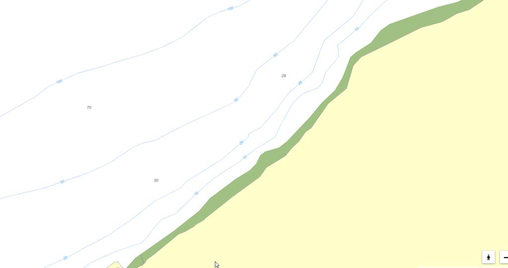 Sjøkart Grønøra vest Sjøkart Thamshavn nord På Grønøra vest ble det foretatt grunnboringer ned til 60 meter uten at en traff på fast fjell.