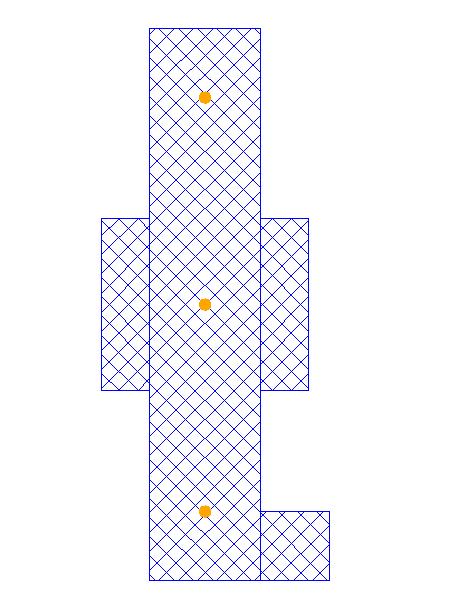 Geoteknisk rapport nr. 30073-GEOT-2 Figur 1: Enkel modellert utfylling i plan. (Punkt 1 i midten, punkt 2 i øverst, punkt 3 i nederst).