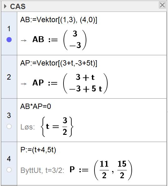 Oppgave 3 (8 poeng) Gitt tre punkt A, 3, B4, 0 og C 5, 5. a) Bestem en parameterframstilling for linje gjennom B og C.