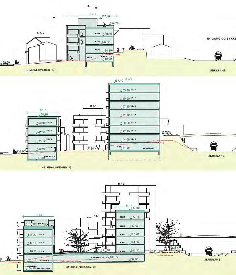 Figur 2 3: Utsnitt fra tegning A41 02A, Snitt BGE. Datert 27.10.17. Eggen Arkitekter AS.