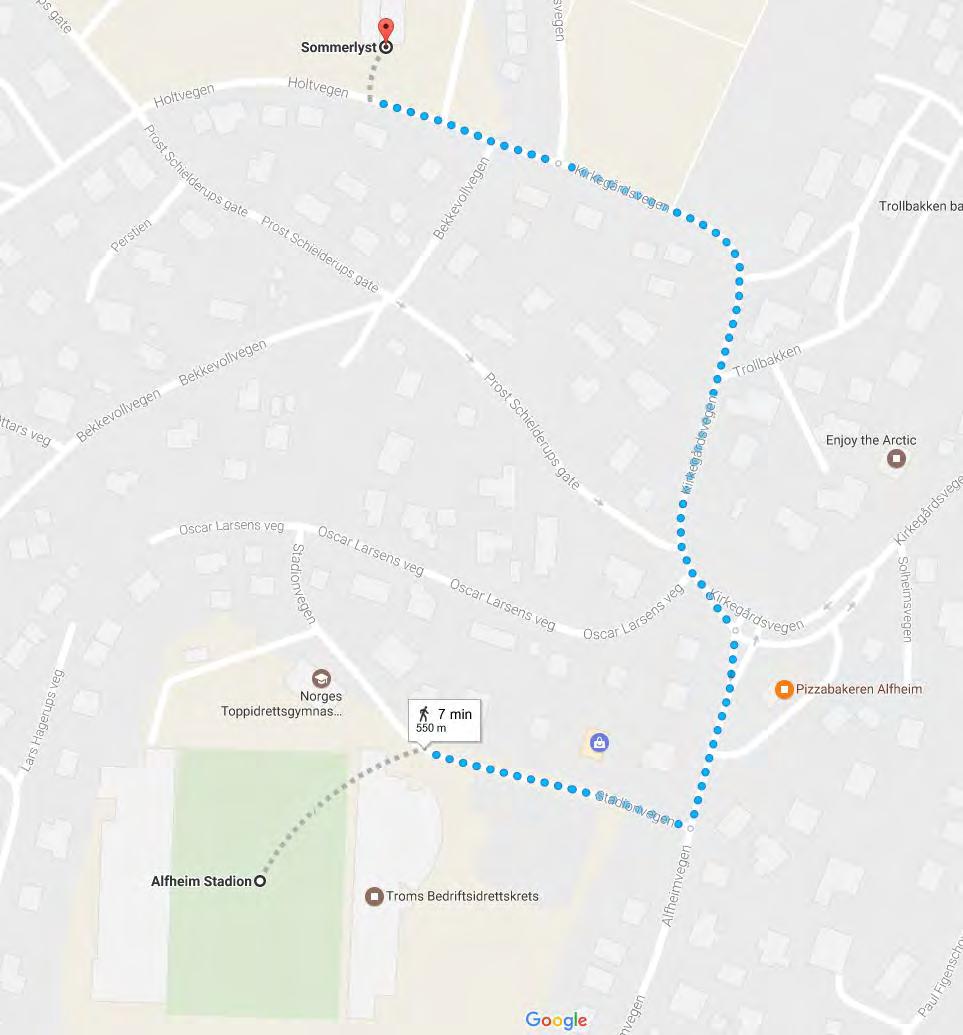 I figur 23 ser man skolevegen til Sommerlyst ungdomsskole. Ruten tar ca. 7 minutter å gå via Kirkegårdsvegen og er ca. 550 meter lang.