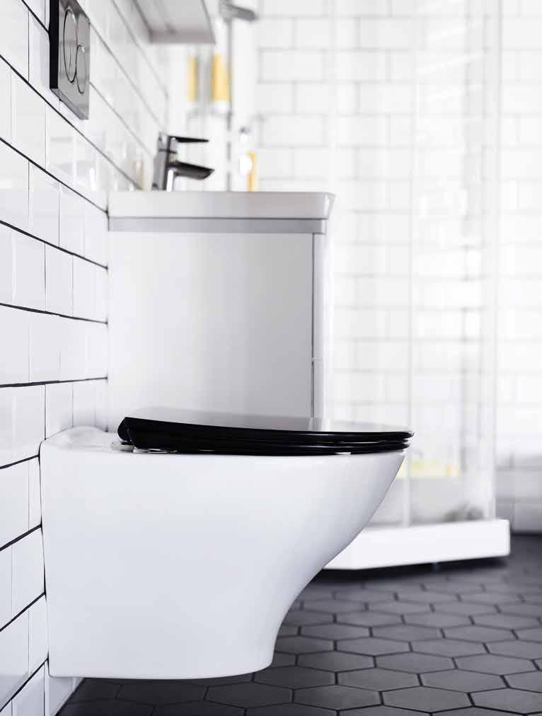 10 PORSGRUND Klosetter Et vegghengt toalett med glatte linjer får badet ditt