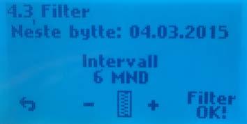 4.2 Programmering av ukeur. Viftehastighet og temperatur setpunkt kan her forhåndsprogrammeres i to perioder hvert døgn. Eks. dag natt.