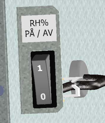 Innregulering av aggregatet. Fuktighetssensor er montert inn i aggregatet fra fabrikk. Den er ikke satt aktiv, dvs. at bryteren er satt på 0 /AV fra fabrikk.