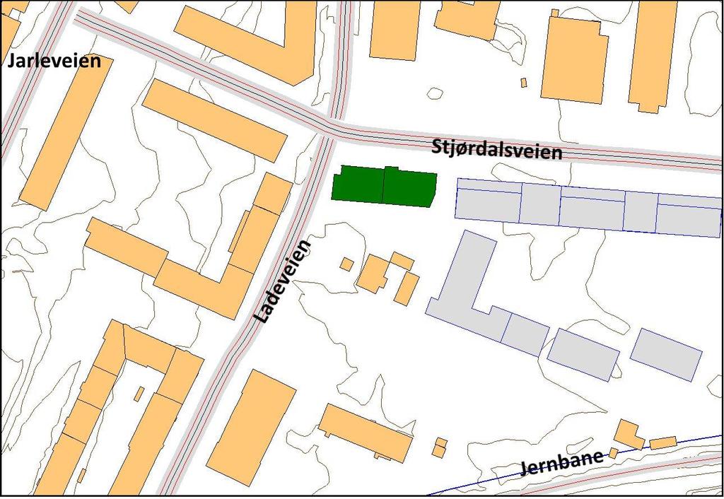 STØYUTREDNING 9 4. BEREGNINGSMETODE OG GRUNNLAG Figur 3 viser er oversiktsbilde av veger og jernbanestrekning i området. Lilleby B6-1 er markert med grønt.