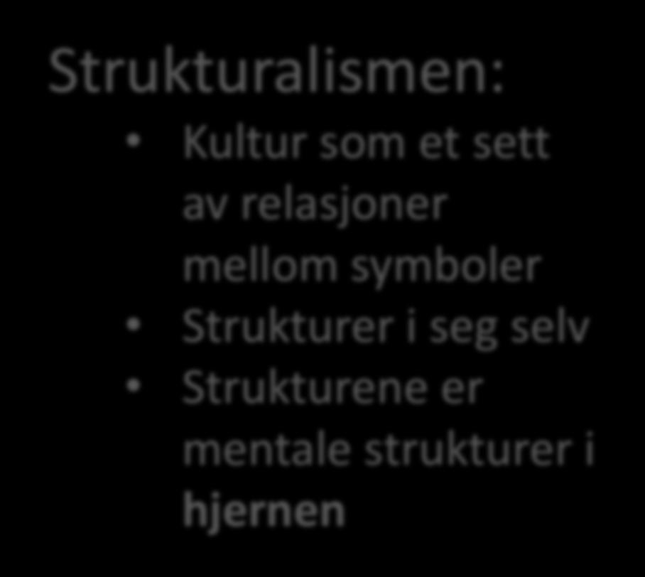 Kultur som symbolsystemer Strukturalismen: