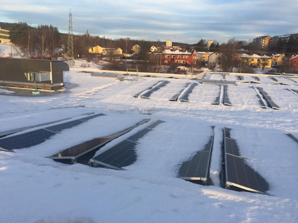 La taket måke seg selv med WeightWatcher og solcellepaneler Smelter nok snø til at taket er sikkert Ingen fare for å skade taket med måking eller snøfreser Snøen smelter til