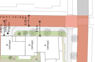 Foreslått tre ulike løsninger for de tre byrom-/gatesituasjonene: Losjeplassen Strandveien Søren Lemmichsgate Beplantingskasser (50% av fasaden) Bebyggelsen og