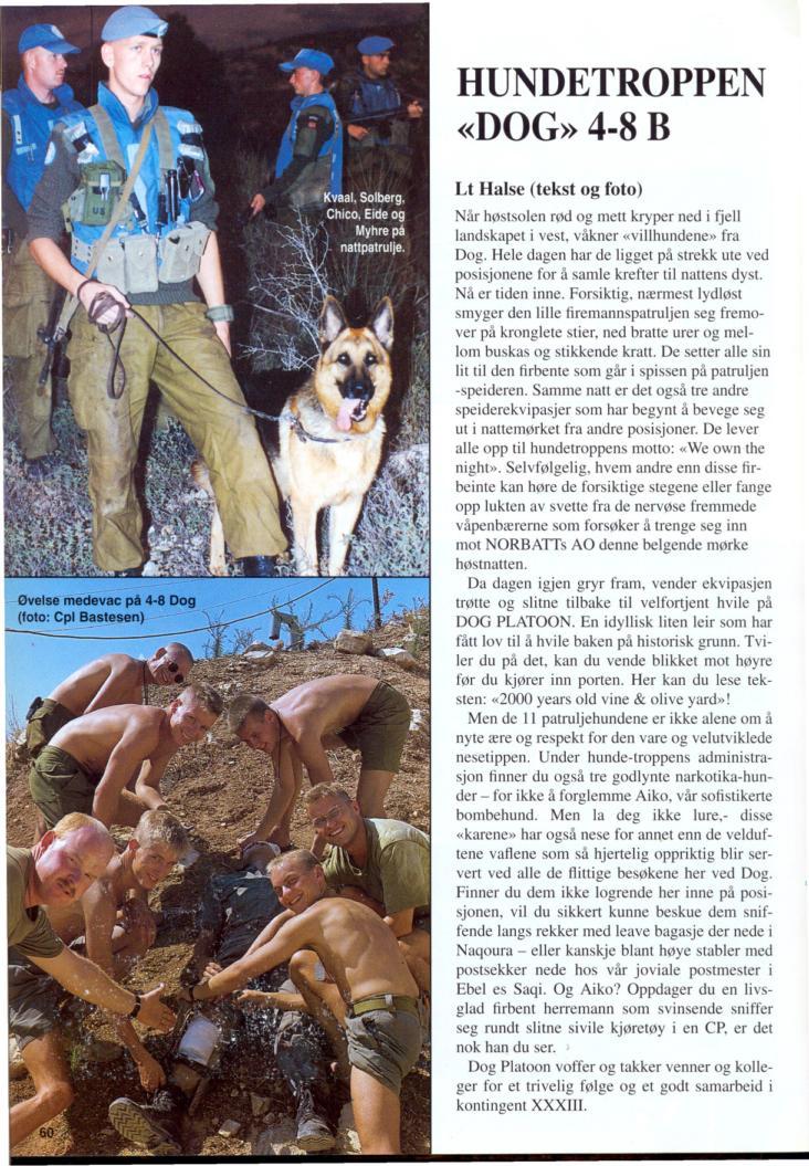 HUNDETROPPEN «DOG» 4-8 B Lt Halse (tekst og foto) Når høstsolen rød og mett kryper ned i fjell landskapet i vest, våkner «villhundene» fra Dog.