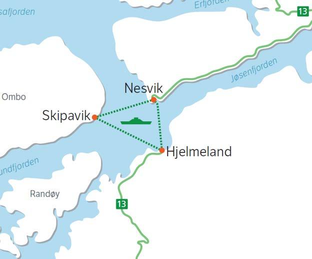 Beskrivelse av eksisterende forhold i planområdet Beliggenhet Ferjesambandet Hjelmeland- Nesvik- Skipavik er et ferjesamband som krysser