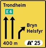 DETALJERT UTFORMING AV VEGVISNINGSSKILT :: TRAFIKKSKILT 707.3 Kjørefeltorienteringstavle for feltsubtraksjon Skilt 707.3 har blå eller gul bunnfarge.