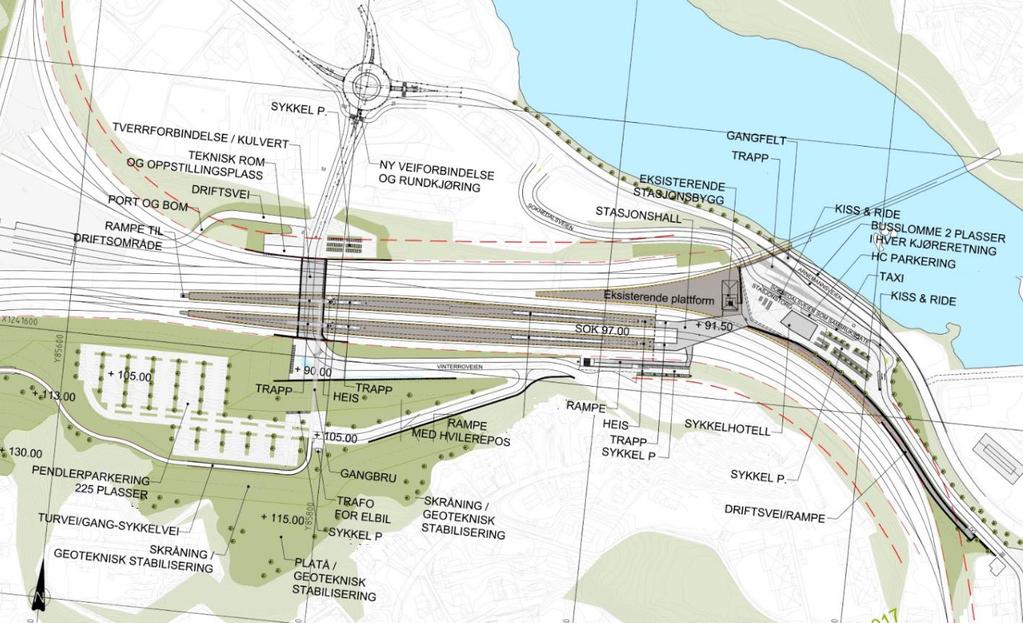 45 av 131 Eksisterende bygningsmasse innenfor areal regulert til baneformål er forutsatt revet eller flyttet.