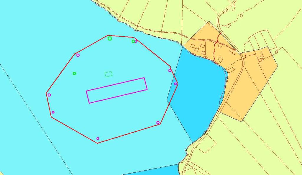 LURØY KOMMUNE Side 7 av 11 Skisse nedenfor viser ønsket plassering av det nye oppdrettsanlegget Olvika i arealdelen: Figur 4.